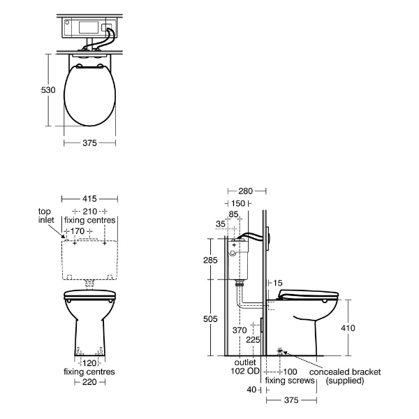 Armitage Shanks Contour 21 rimless standard height pan