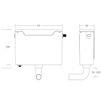 Dudley Miniflo concealed cistern: technical drawing, The Sanitaryware Company