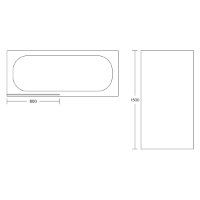 MB0 Fixed Square Bath Screen Technical Image