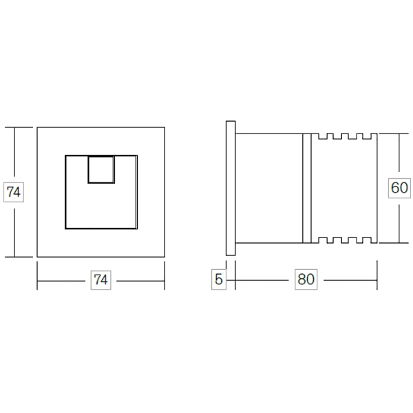 The Sanitaryware Company – Thomas Dudley flush button – Square Dudley dual flush button – Technical Drawing