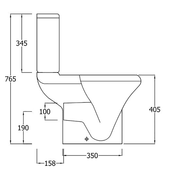 The Sanitaryware Company - Chartham close coupled toilet pack with dual flush push button, soft close seat and cover. Technical Drawing