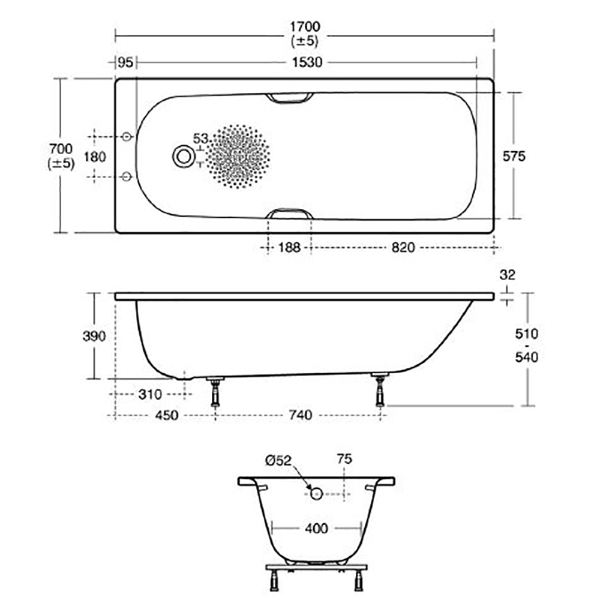 Armitage Shanks Sandringham 21 steel bath