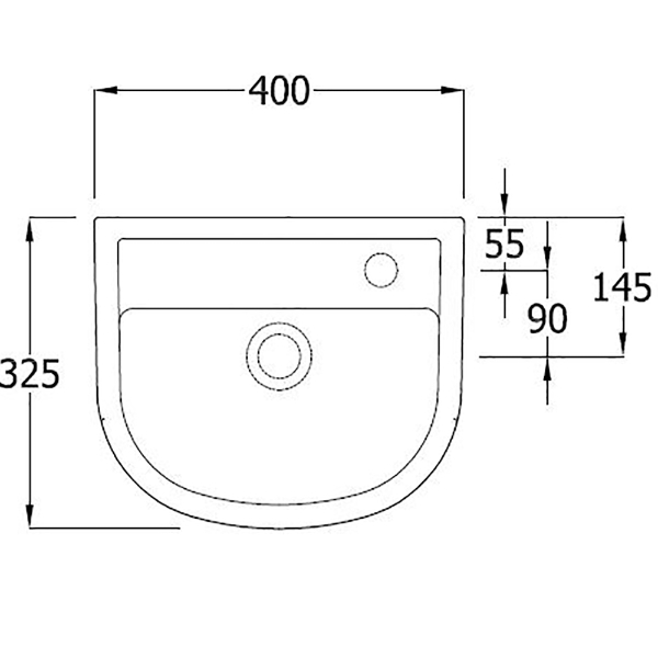 SanCeram Shenley 400 semi-recessed vanity basin with right hand tap hole