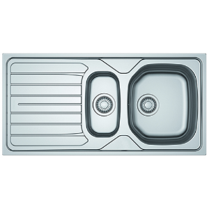 Sirius Reversible 1.5 Bowl Inset Sink – Stainless Steel Kitchen Sink – 1 Tap Hole for Mixer Tap