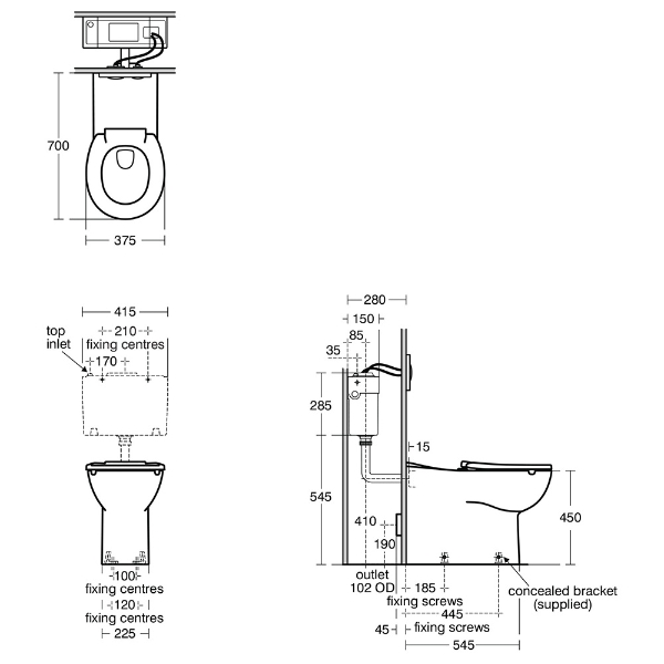 Armitage Shanks Contour 21+ Rimless 700 Back to Wall Toilet Pan - S0437HY