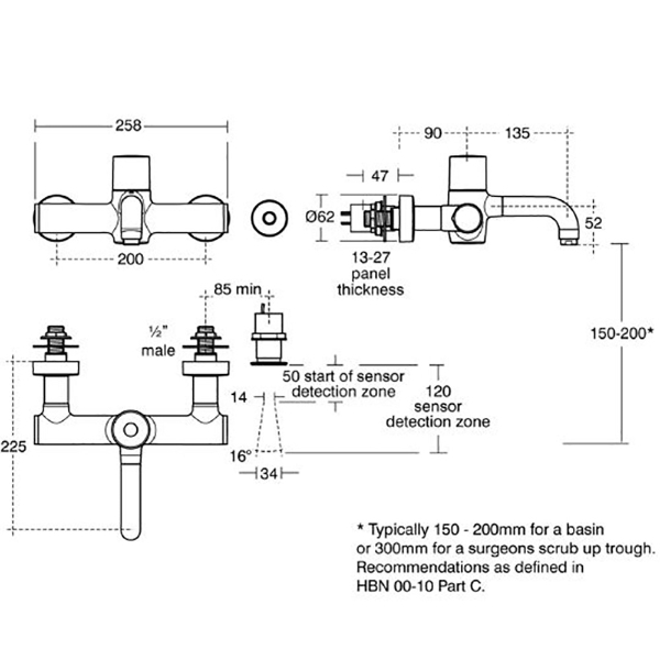 Armitage Shanks Markwik 21+ Healthcare time flow sensor with removable spout