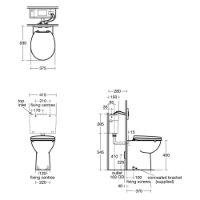 Armitage Shanks Contour 21+ Raised Height Back to Wall Rimless Toilet Pan - S0440HY