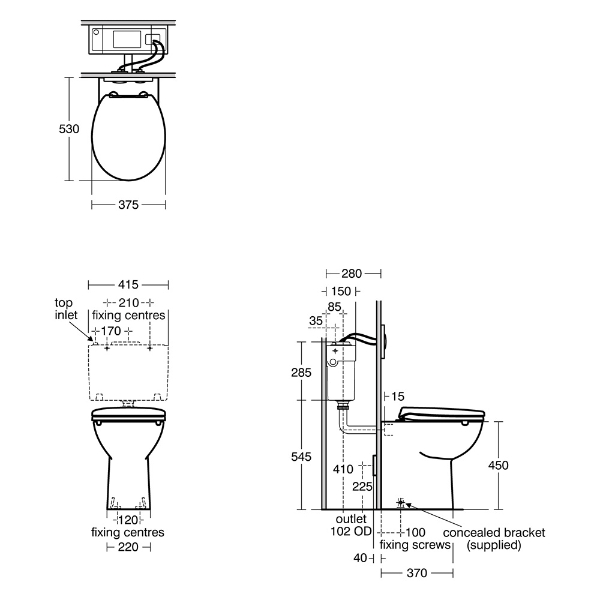 Armitage Shanks Contour 21+ Raised Height Back to Wall Rimless Toilet Pan - S0440HY