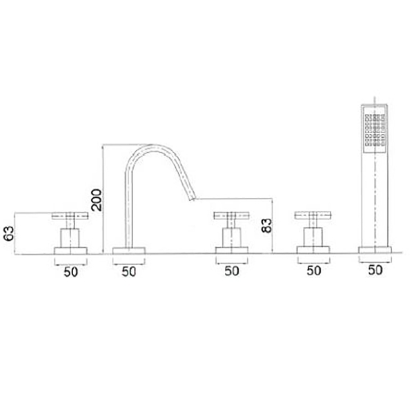 SanCeram Langley 5 hole bath / shower mixer tap