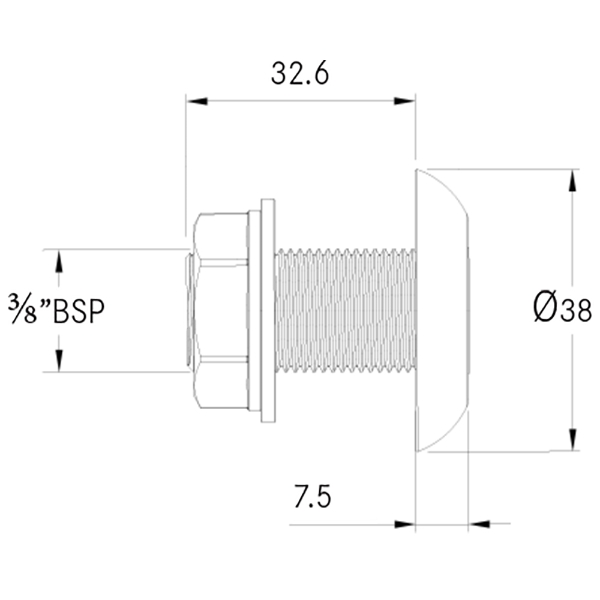 KWC DVS Standard Toilet Flush Valve Kit with Touch Free Sensor, Technical Drawing