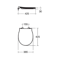 Contour 21 seat and cover, slim slow close in white S067001 Technical Drawing