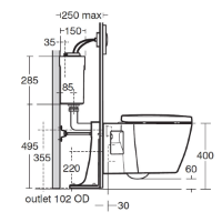 Concept White Wall Mounted WC Pan with Horizontal Outlet