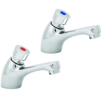 Deva Self Closing Basin Pillar Taps – Pair of Water Saving Taps ideal for School washbasins