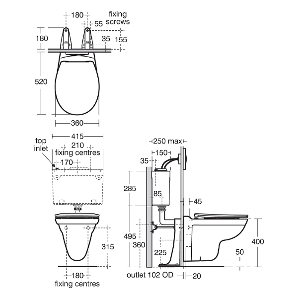 Armitage Shanks Sandringham 21 Wall Hung Toilet Pan - V391001