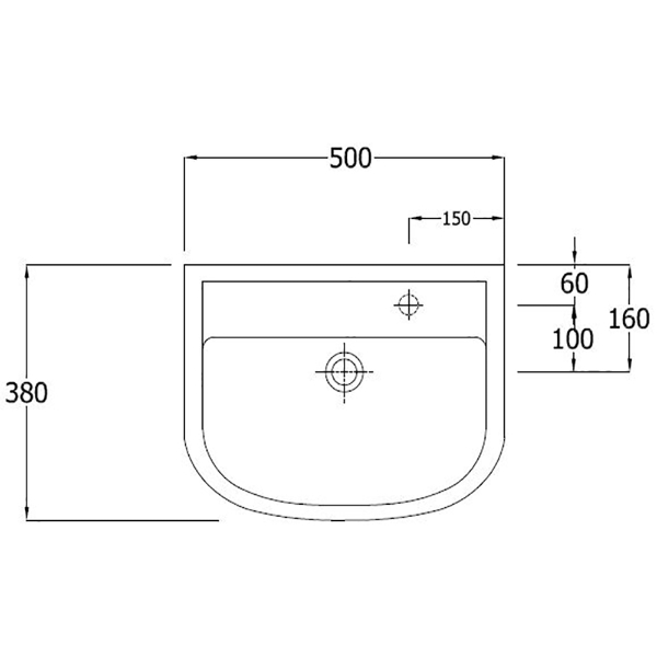 SanCeram Chartham 500 wash basin with right hand taphole