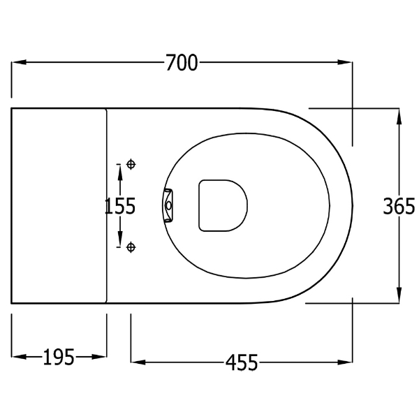 Chartham Rimless Back to Wall 700 Projection Toilet Pan - CHWC105