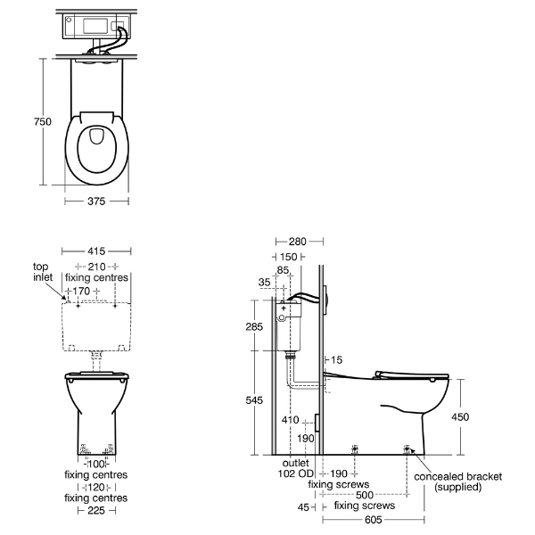 Armitage Shanks Contour 21+ Rimless 750 Back to Wall Toilet Pan - S0438HY