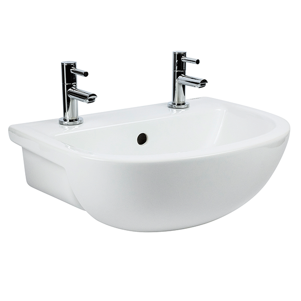 Chartham Semi-recessed Basin 450mm 2 Tap Holes - CHWB108