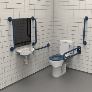 SanCeram Essentials Rimless Doc M WC Pack in Blue - The Sanitaryware Company