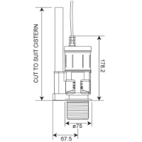 WRAS approved DVS Standard Toilet Flush Valve Kit with tactile switch, Technical Drawing