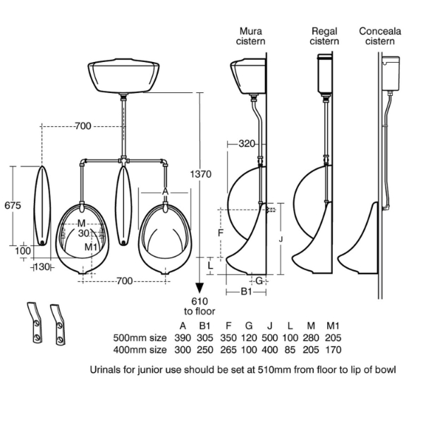 Armitage Shanks Sanura exposed trap urinal